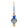 Royal Blue and Gold Floral Majesty Glass Christmas Tree Topper 11 Inches in Blue color Triangle
