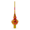 Luxurious Crimson Red with Golden Glitter Glass Christmas Tree Topper in Red color Triangle