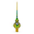 Enchanted Emerald Jeweled Green Glass Christmas Tree Topper 11 Inches in Green color Triangle