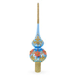 Exquisite Blue and Gold Floral Glass Tree Topper in Blue color Triangle