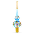 Elegant Blue and Purple Jewel-Encrusted Blown Glass  Tree Topper 11 Inches in Blue color Triangle