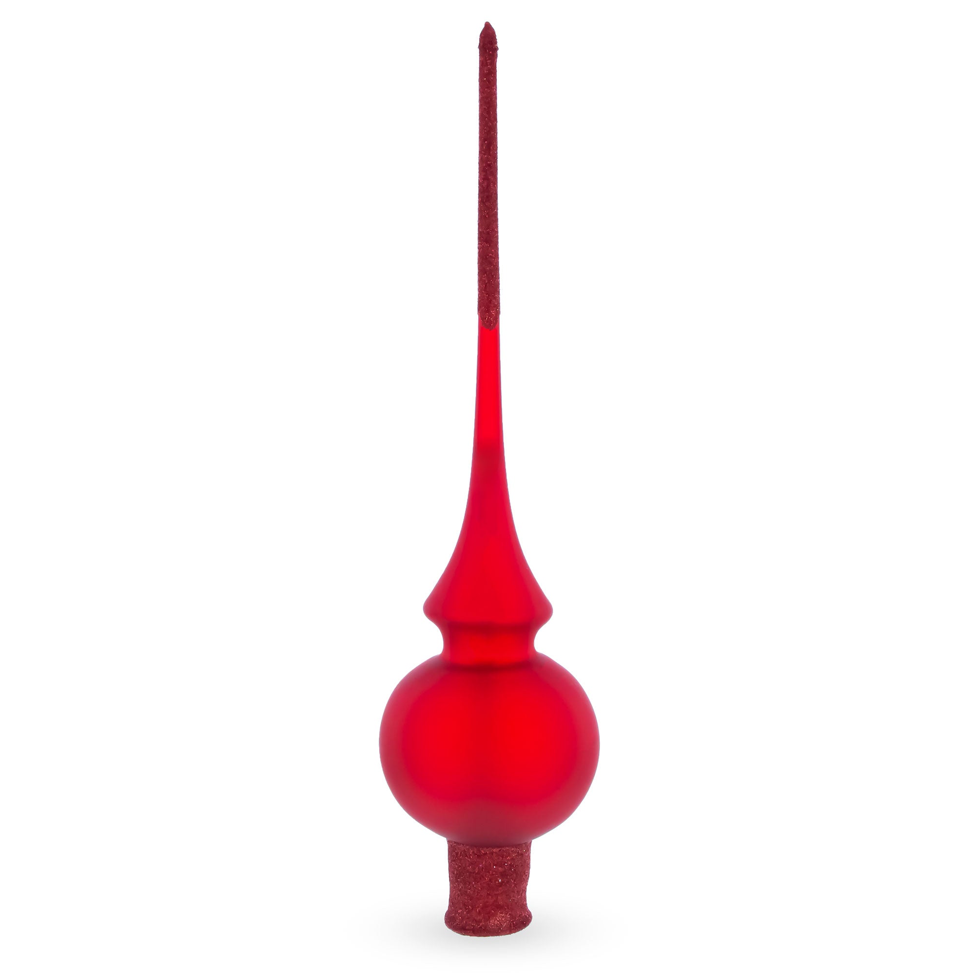 Translucent Red Mouth Blown Glass Christmas Tree Topper 11 Inches in Red color Triangle
