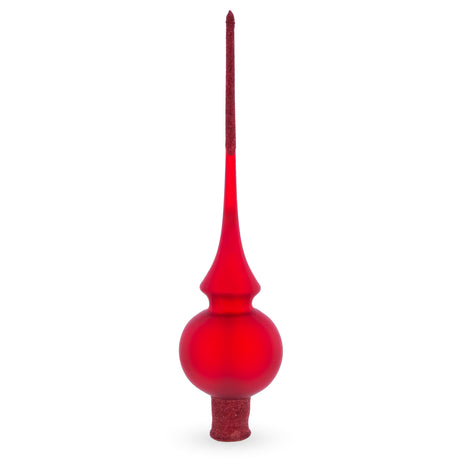 Translucent Red Mouth Blown Glass Christmas Tree Topper 11 Inches in Red color Triangle