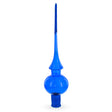 Translucent Blue Mouth Blown Glass Christmas Tree Topper 11 Inches in Blue color Triangle