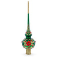 Regal Emerald & Red Mouth Blown Glass Christmas Tree Topper 11 Inches in Green color Triangle