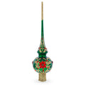 Regal Emerald & Red Glass Christmas Tree Topper 11 Inches in Green color Triangle