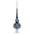 Black & White Scroll Pear Mouth Blown Glass Christmas Tree Topper 11 Inches in Black color Triangle