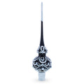 Black & White Scroll Pear Glass Christmas Tree Topper 11 Inches in Black color Triangle
