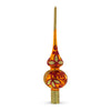 Sparkling Leaves on Gold Artisan Hand Crafted Mouth Blown Glass Christmas Tree Topper 11 Inches in Gold color, Triangle shape