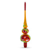 Glass Peaches on Gold Artisan Hand Crafted Mouth Blown Glass Christmas Tree Topper 12.5 Inches in Red color Triangle