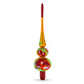 Peaches on Gold Glass Christmas Tree Topper 12.5 Inches in Red color Triangle
