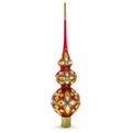Diamond Stars Double Ball Glass Christmas Tree Topper 16 Inches in Red color Triangle