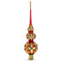 Diamond Stars Double Ball Mouth Blown Glass Christmas Tree Topper 16 Inches in Red color Triangle