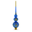 Golden Swirls on Blue Double Ball Blown Glass Christmas Tree Topper 16 Inches in Blue color Triangle