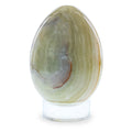 Two Tones Polished Marble Stone Egg with Plastic Stand 3 Inches in Beige color Oval