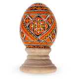 Authentic Blown Real Eggshell Ukrainian Easter Egg Pysanka in Red color, Oval shape