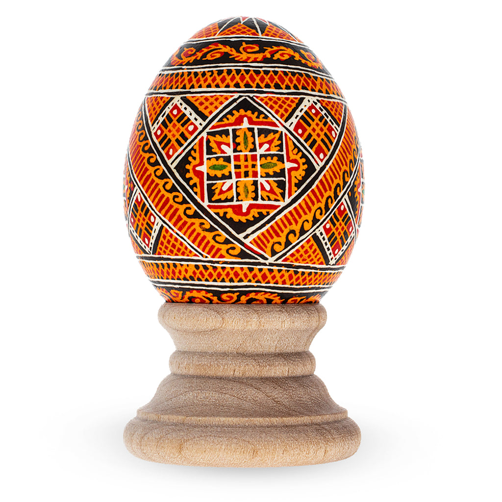 Authentic Blown Real Eggshell Ukrainian Easter Egg Pysanka 26 in Red color Oval