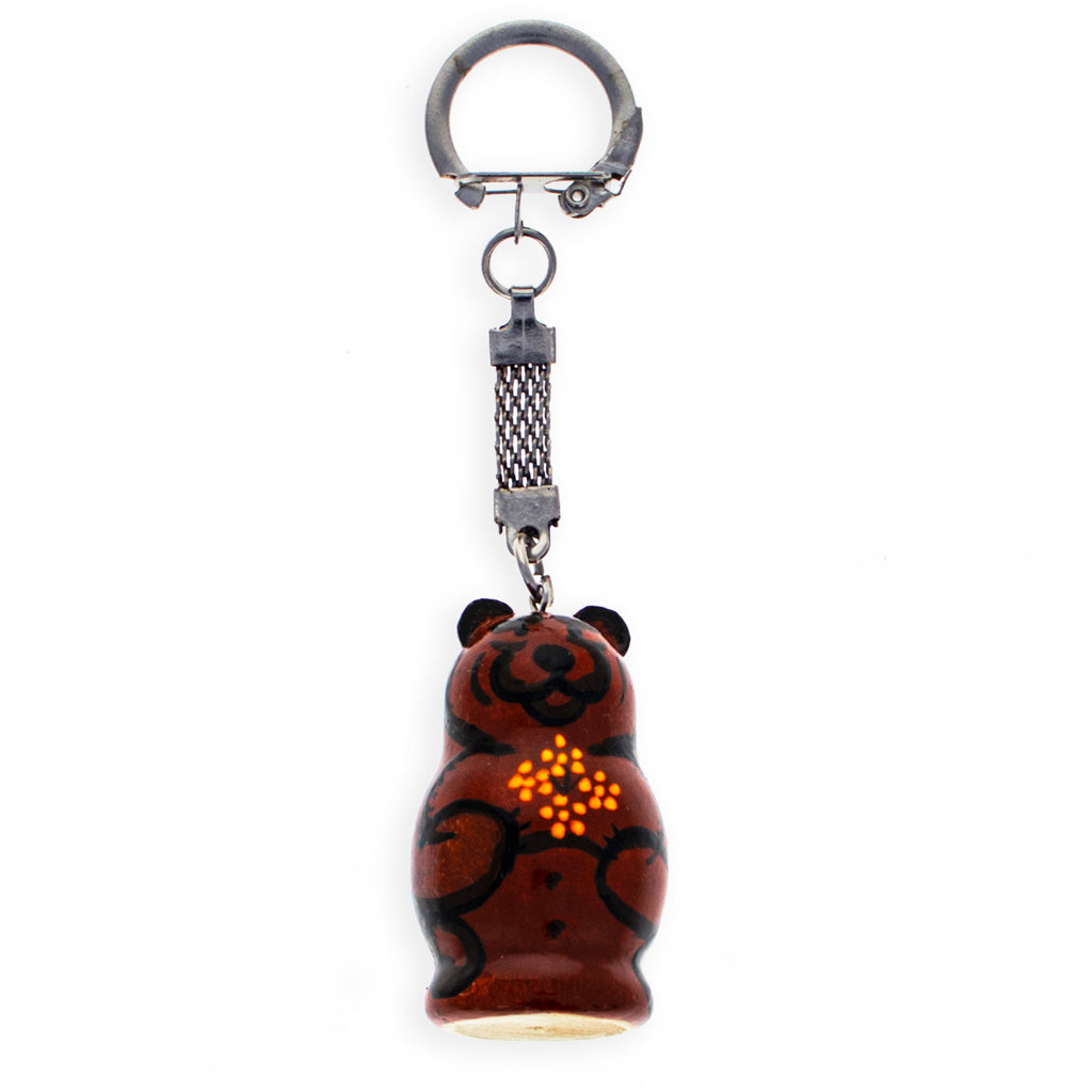 Wood Brown Bear Wooden Key Chains 4 Inches in Multi color