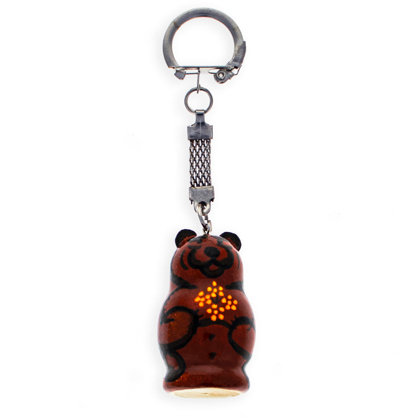 Brown Bear Wooden Key Chains 4 Inches in Multi color