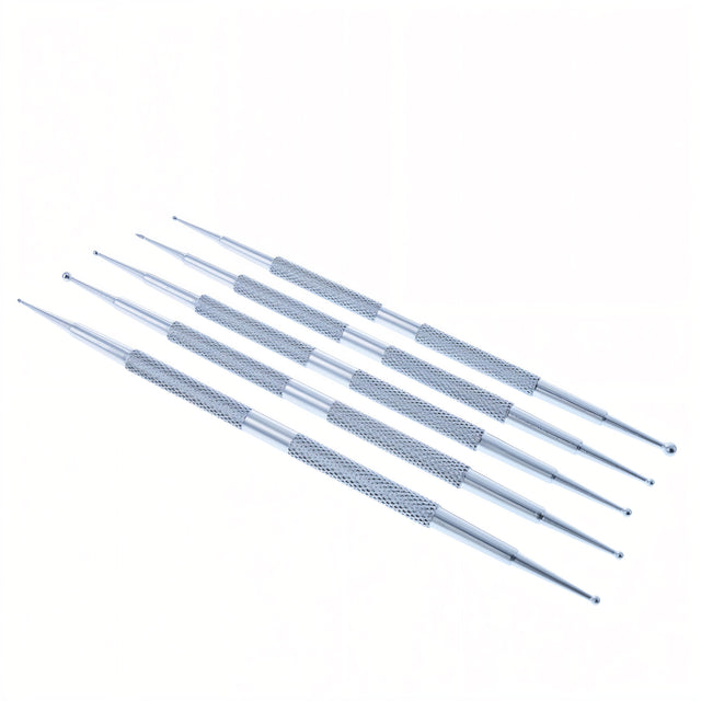 Set of Metal 5 Double Sided Drop Pull Tools for Pysanky Easter Decorating in Silver color