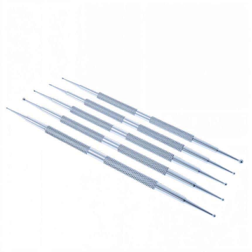 Set of Metal 5 Double Sided Drop Pull Tools for Pysanky Easter Decorating in Silver color