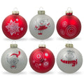 White and Red Mini Glass Ball Christmas Ornaments 2.75 Inches in Red color Round
