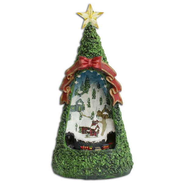 LED Animated Village Scene Tabletop Christmas Tree 13 Inches by BestPysanky