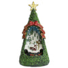 LED Animated Village Scene Tabletop Christmas Tree 13 Inches in Green color, Triangle shape