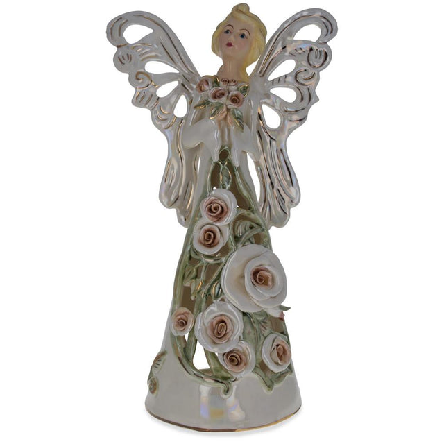 Guardian Angel Ceramic Figurine 14 Inches in Ivory color
