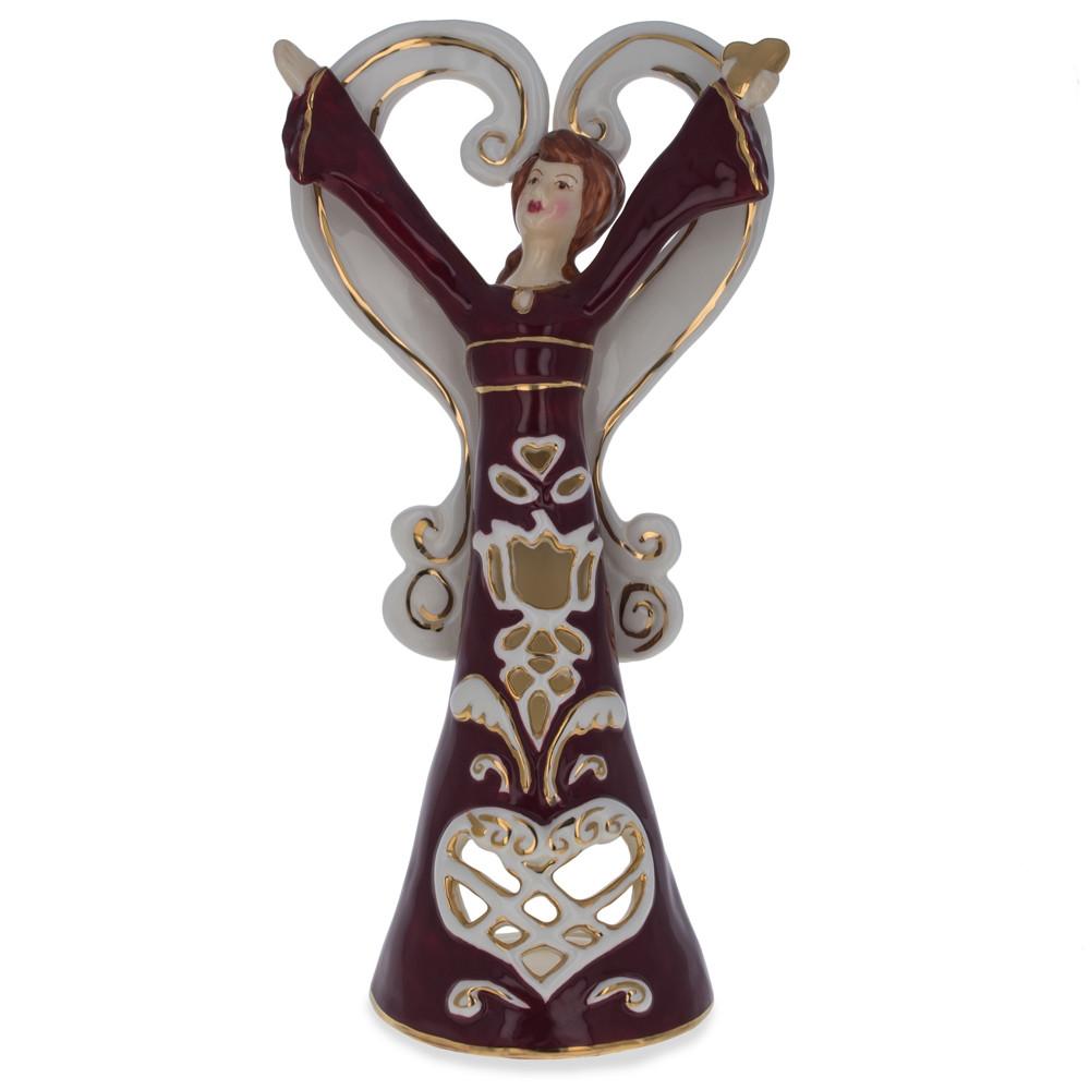Angel in Red Porcelain Figurine with Tea Light 10 Inches in Red color,  shape