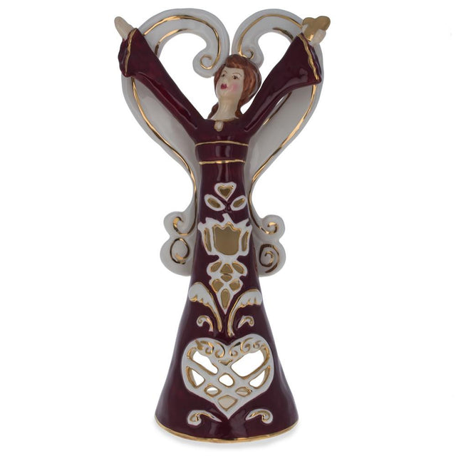 Angel in Red Porcelain Figurine with Tea Light 10 Inches in Red color