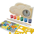 Race Car Clock Unfinished Wooden Craft Kit in Beige color