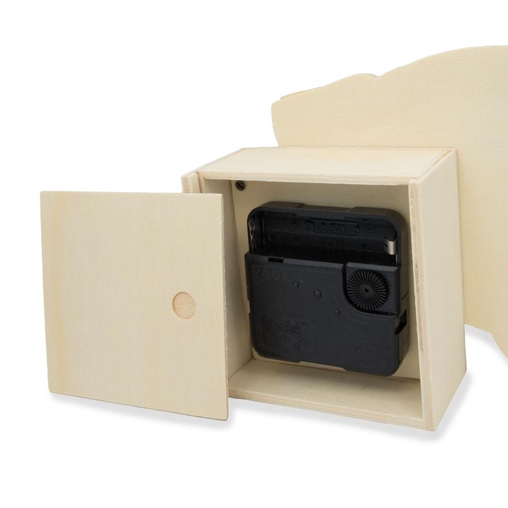 Race Car Clock Unfinished Wooden Craft KitChina , dimensions in inches: 4.5 x 7.5 x 8.8