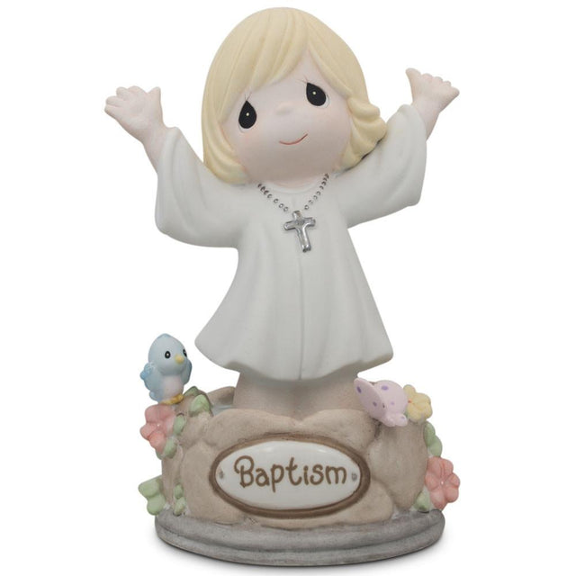 Girl Immersed in God's Love Porcelain Communion Figurine 5.5 Inches in White color