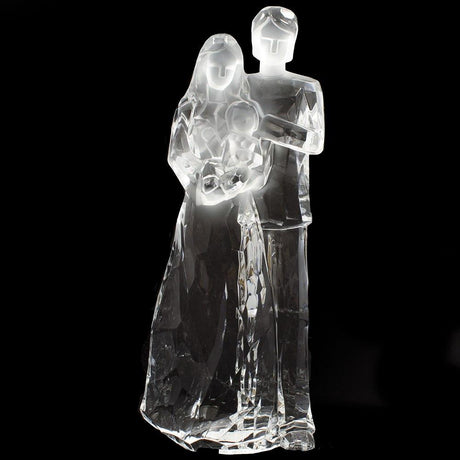 Plastic Newlywed Family Welcoming Newborn Baby Clear Acrylic Figure 8 Inches in Clear color