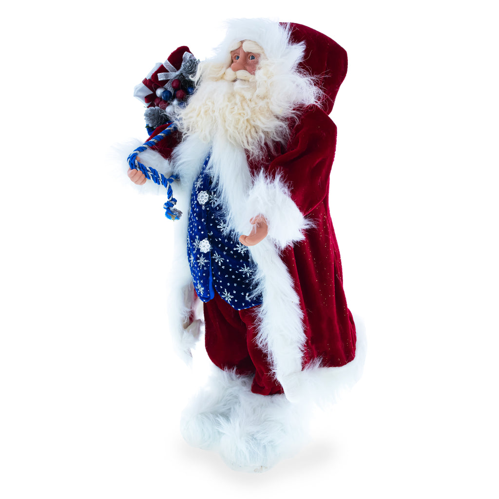 BestPysanky online gift shop sells standing santa fabric figurine christmas decor figurines red hand made display collectible gift home accent