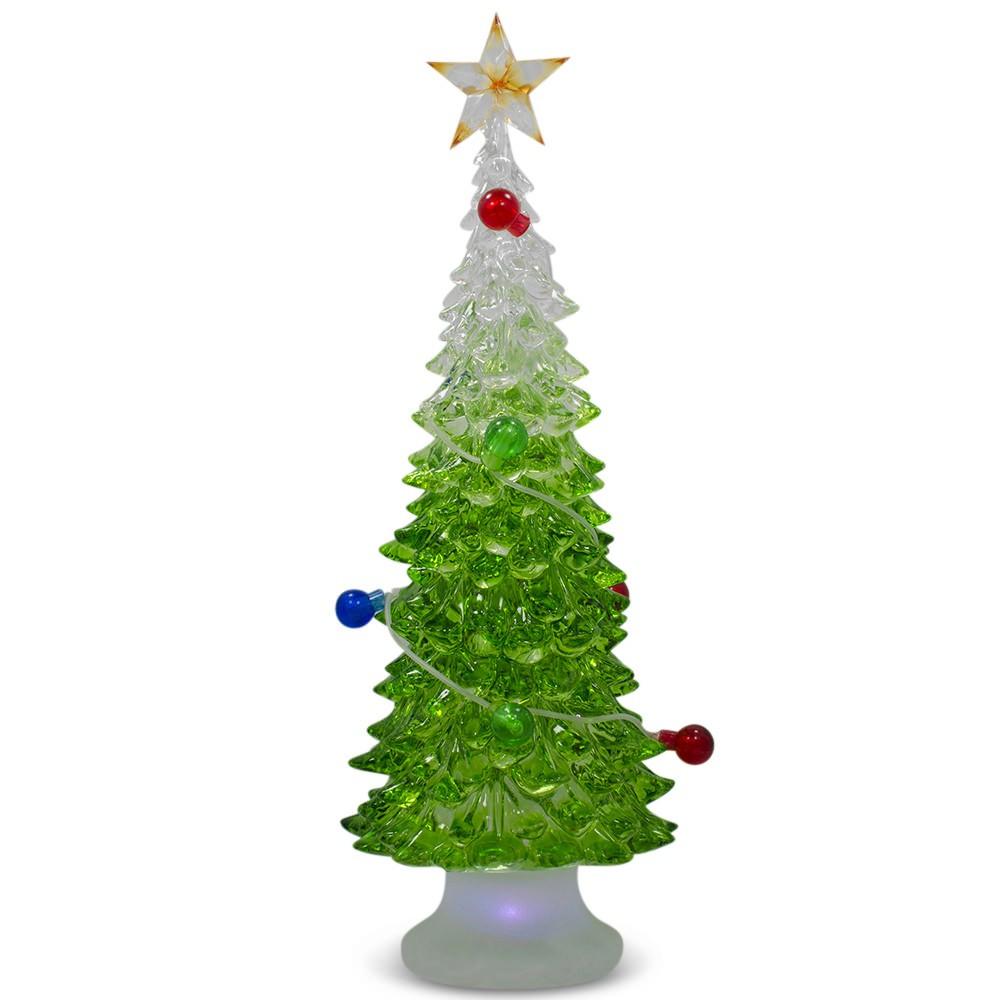 Acrylic Plastic Tabletop Christmas Tree with LED Lights 9 Inches in Green color, Triangle shape