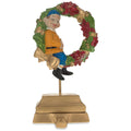 7-Inch Wreath Metal Christmas Stocking Holder Hanger with Elf Design in Gold color