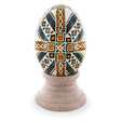 Rustic Green Blown Real Eggshell Ukrainian Easter Egg Pysanka in Green color Oval