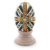 Rustic Green Blown Real Eggshell Ukrainian Easter Egg Pysanka in Green color Oval