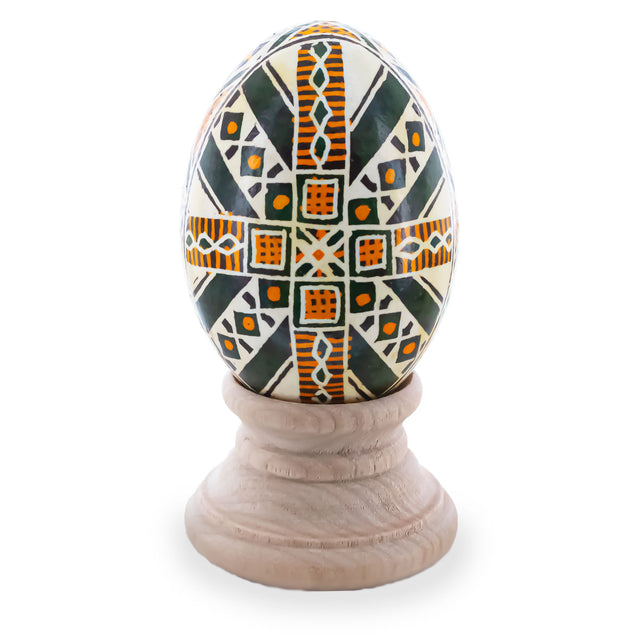 Rustic Green Blown Real Eggshell Ukrainian Easter Egg Pysanka in Green color Oval