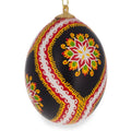 Star Authentic Blown Real Eggshell Ukrainian Easter Egg Pysanka Ornament 4 in Red color Oval