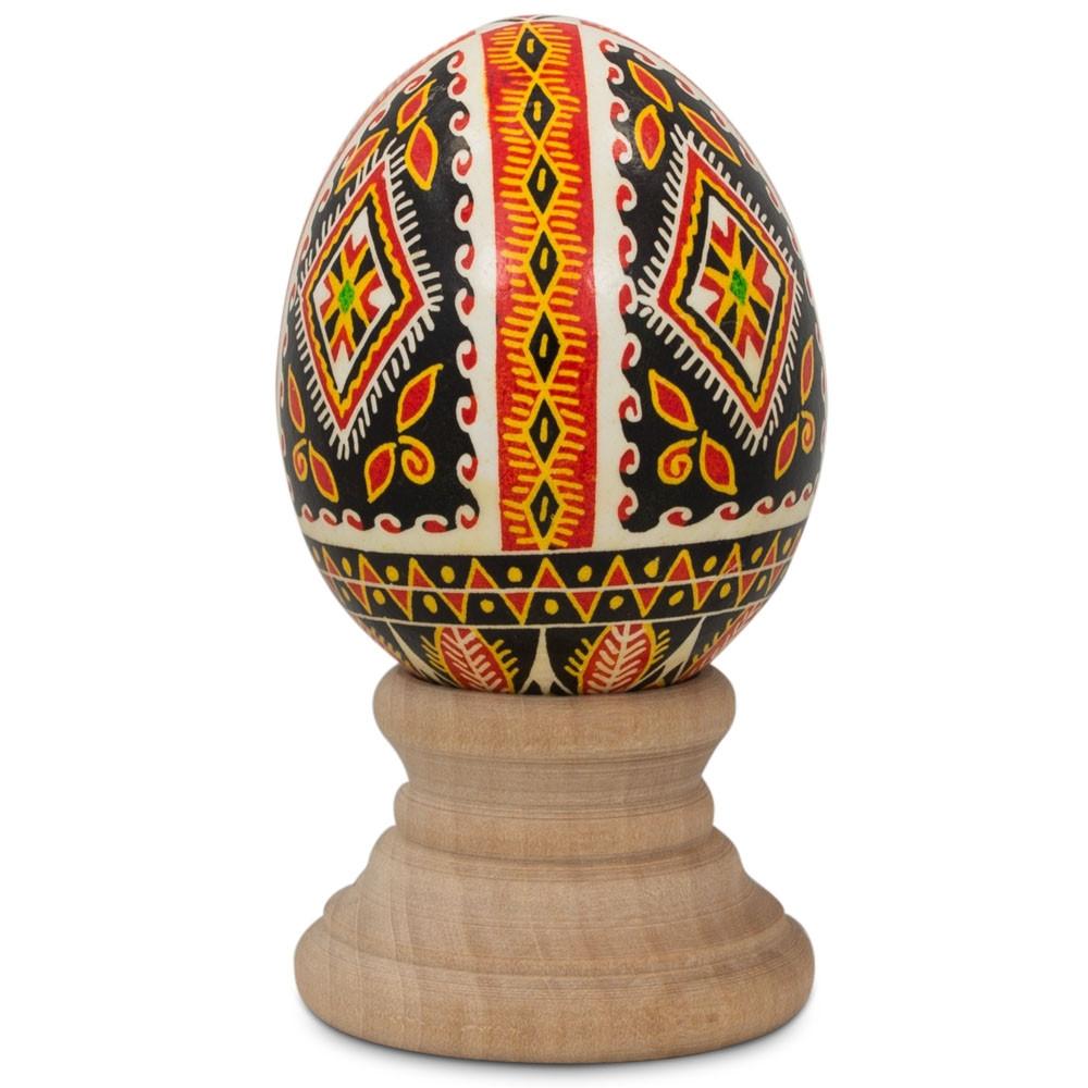 Rhombus Authentic Blown Real Eggshell Ukrainian Easter Egg Pysanka in Red color Oval