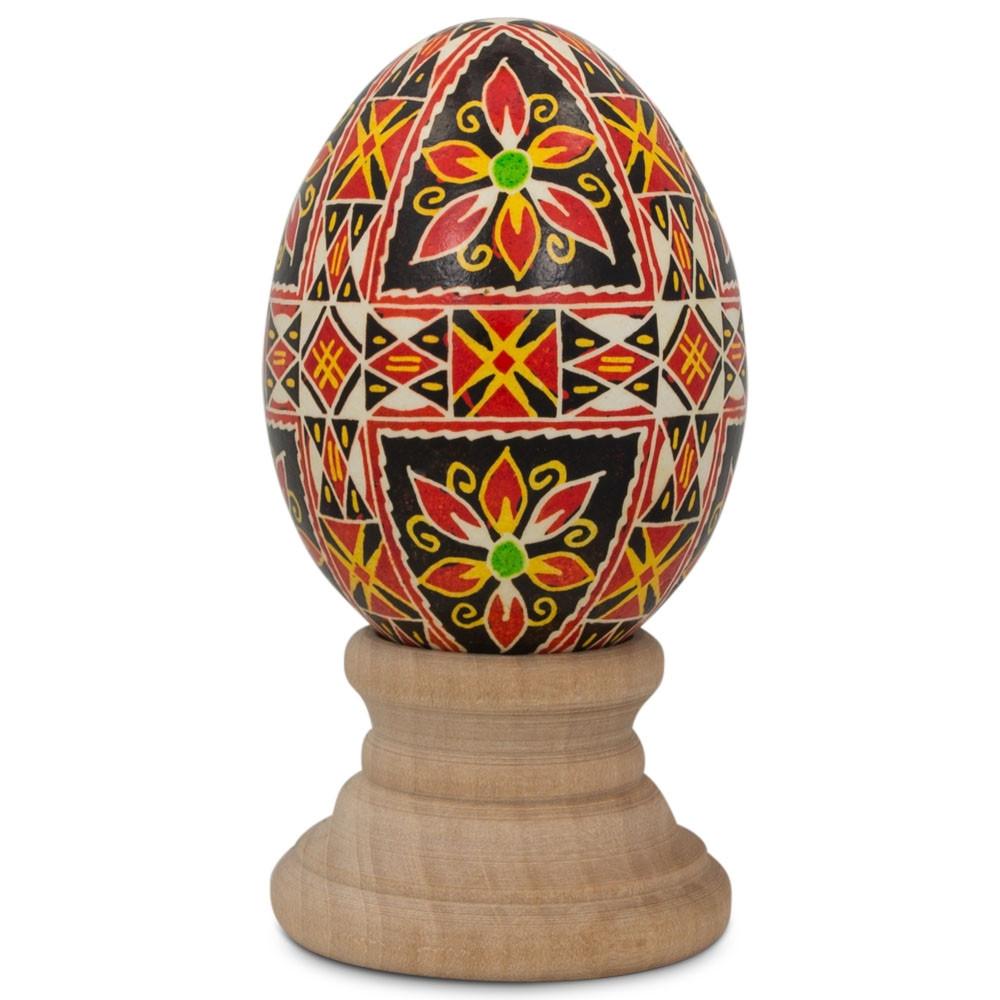Geometrical Authentic Blown Real Eggshell Ukrainian Easter Egg Pysanka in Red color Oval