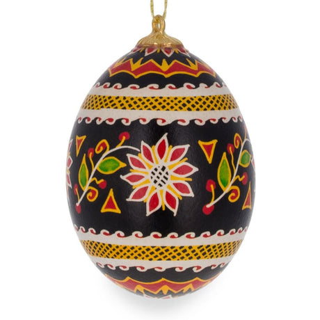 Eggshell Flowers Authentic Blown Real Eggshell Ukrainian Easter Egg Pysanka Ornament in Red color Oval