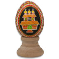 Hutcul Church Authentic Blown Real Eggshell Ukrainian Easter Egg Pysanka in Red color Oval