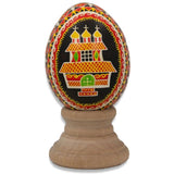 Hutcul Church Authentic Blown Real Eggshell Ukrainian Easter Egg Pysanka in Red color Oval