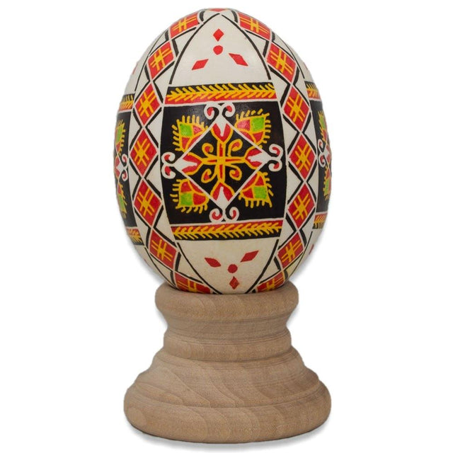 Authentic Blown Real Eggshell Ukrainian Easter Egg Pysanka in Red color Oval