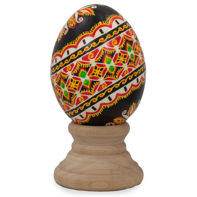 Authentic Blown Real Eggshell Ukrainian Easter Egg Pysanka in Red color, Oval shape