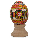 Authentic Blown Real Eggshell Ukrainian Easter Egg Pysanka in Red color Oval